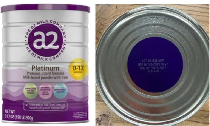 Thu hồi khẩn cấp sữa bột trẻ em a2 Platinum Premium USA nhiễm độc tố