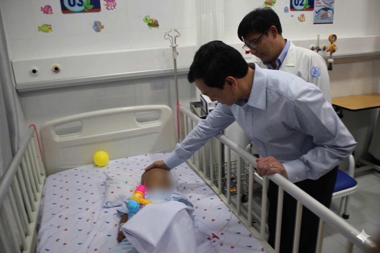 Thứ trưởng Bộ Y tế thăm bé trai 2 tuổi bị bạo hành