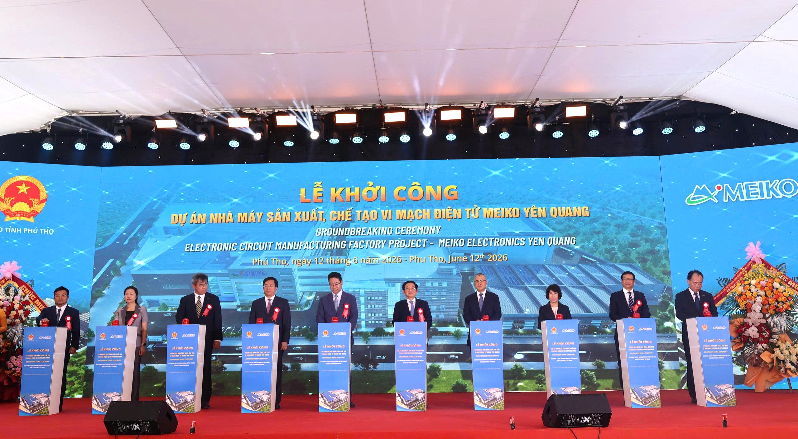 Phú Thọ Khởi công Dự án Nhà máy vi mạch điện tử Meiko Yên Quang