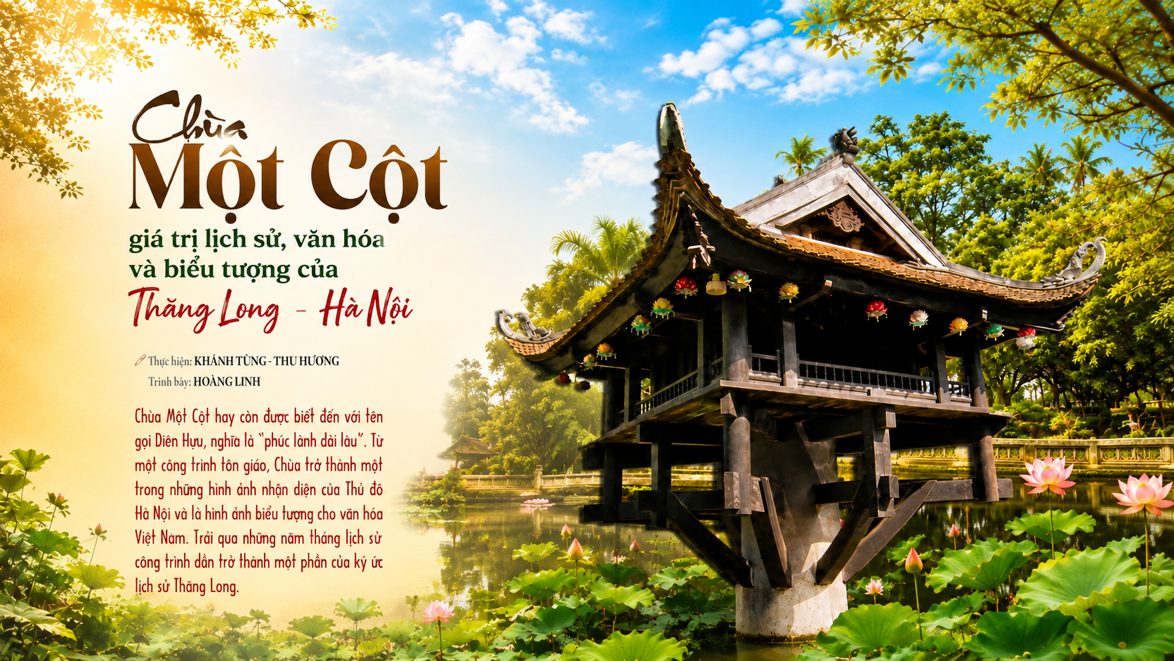 Chùa Một Cột Giá trị lịch sử, văn hóa và biểu tượng của Thăng Long - Hà Nội