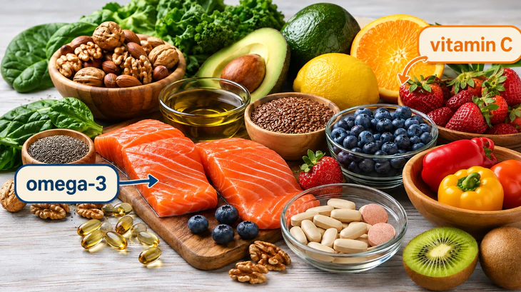 Tác dụng khi bổ sung omega-3 và vitamin C