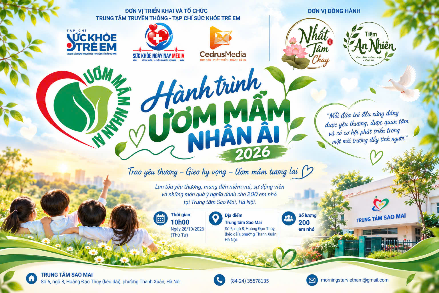 Hơn 200 suất ăn miễn phí và những phần quà yêu thương đến với trẻ em tại Trung tâm Sao Mai