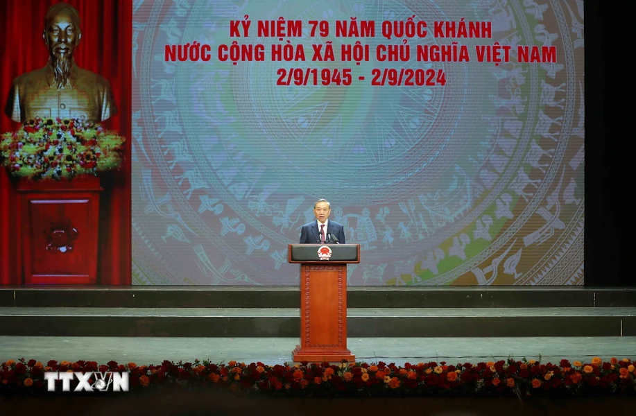 Tổng Bí thư, Chủ tịch nước Tô Lâm phát biểu tại Lễ kỷ niệm 79 năm Ngày Quốc khánh nước Cộng hoà xã hội chủ nghĩa Việt Nam. Ảnh: TTXVN.